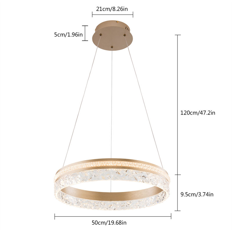 Mercer41 19.7in Modern LED Dimmable Pendant Ceiling Light with Remote
